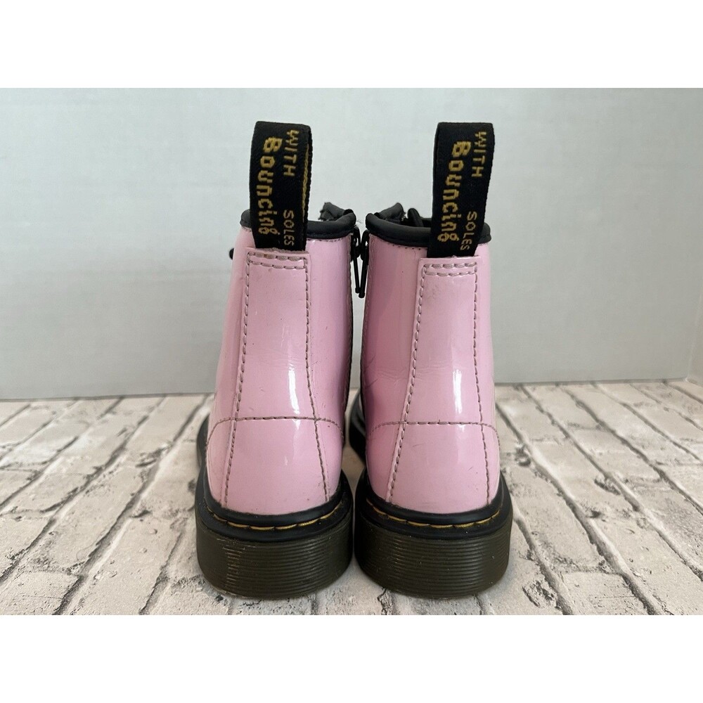 Dr. Martens Combat Boots Girls Kids US SZ 12 Pink Patent Leather Shoes Doc 1460J - Picture 3 of 13
